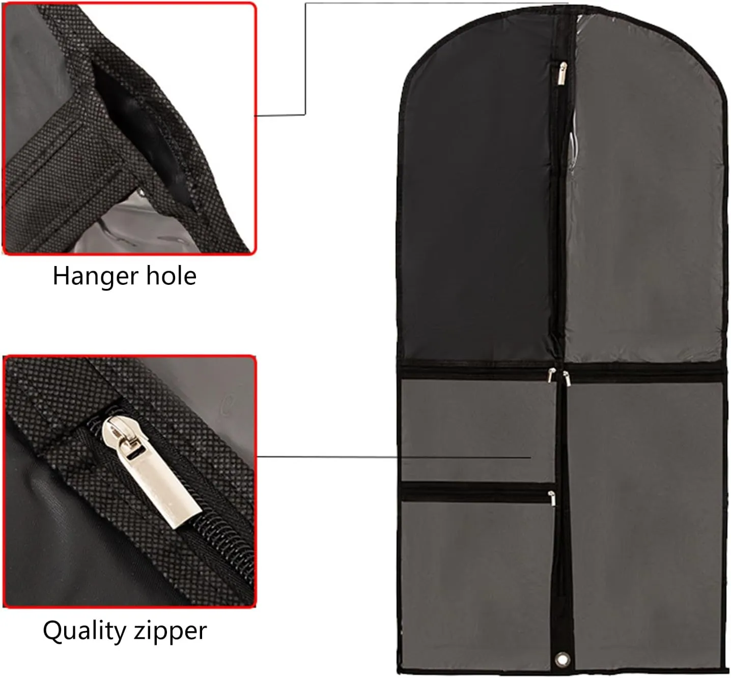 Portable Children Dress Bag For Dance Recitals Spacious Garment Bag Clothing Hanging With Multiple Pockets