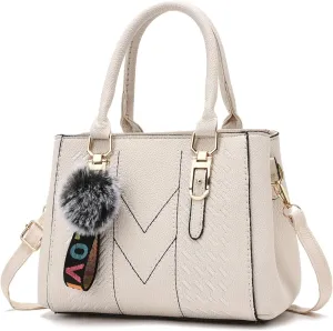 PU Leather Handbag for Women, Adjustable Shoulder Bag with Double Zipper Compartments, Spacious and Durable