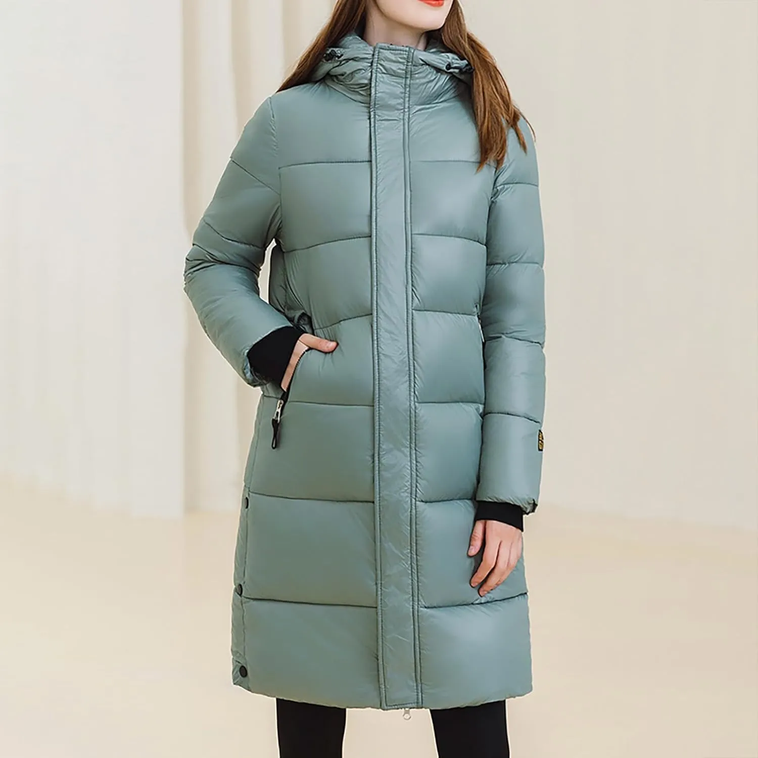 Puffer Jacket Womens Warm Winter 2023 Trendy Puffer Jackets Cotton Padded Coats Fashion Solid Hooded Bubble Jackets
