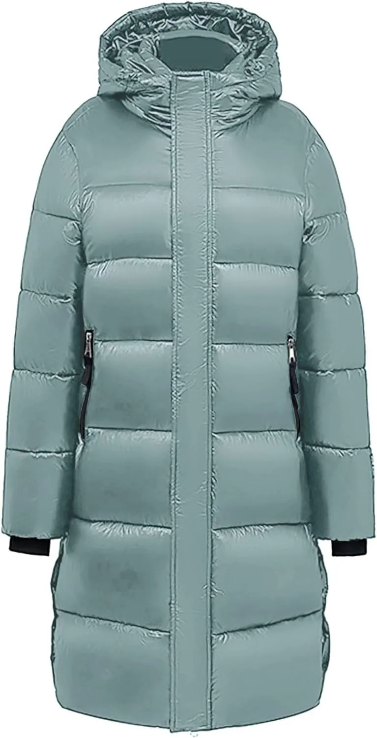 Puffer Jacket Womens Warm Winter 2023 Trendy Puffer Jackets Cotton Padded Coats Fashion Solid Hooded Bubble Jackets