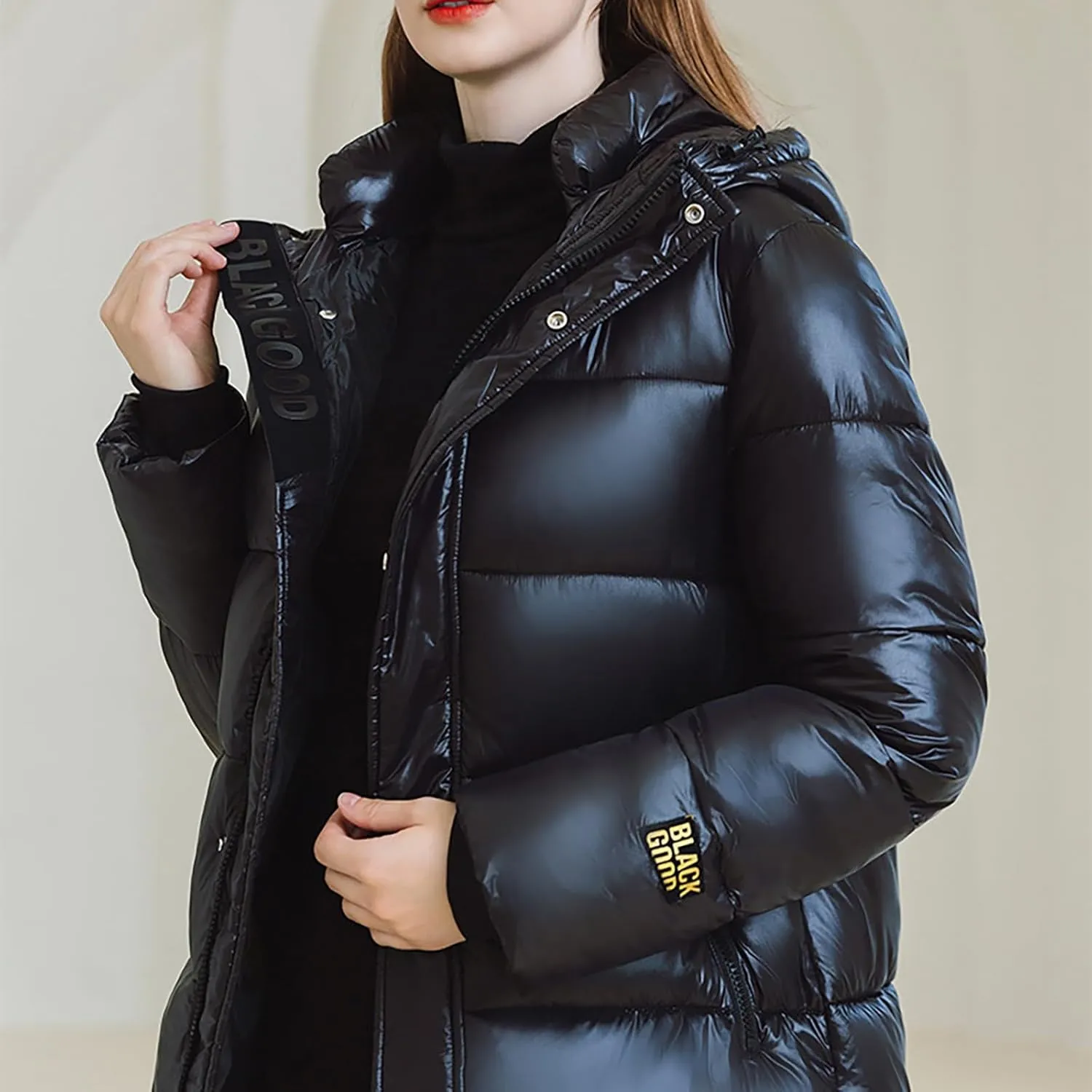 Puffer Jacket Womens Warm Winter 2023 Trendy Puffer Jackets Cotton Padded Coats Fashion Solid Hooded Bubble Jackets