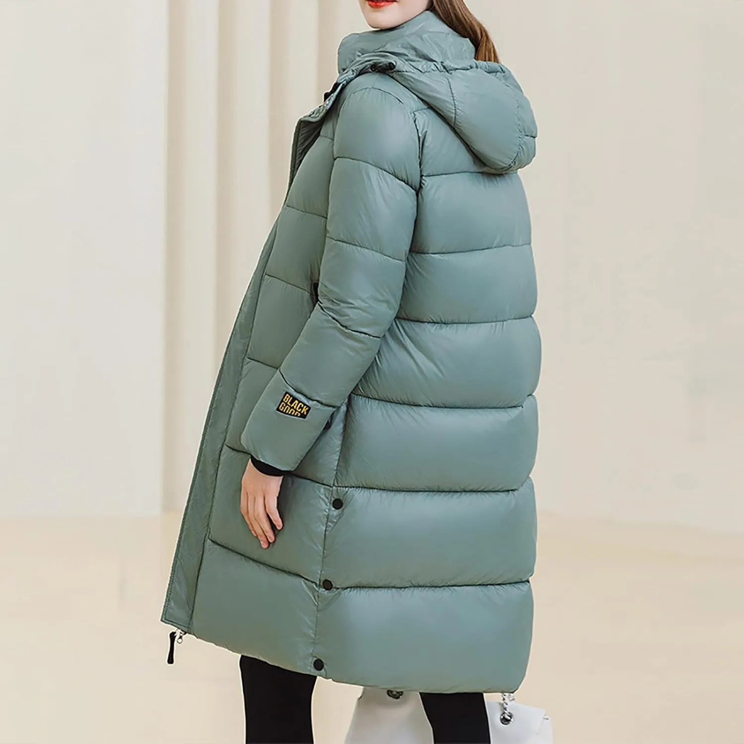 Puffer Jacket Womens Warm Winter 2023 Trendy Puffer Jackets Cotton Padded Coats Fashion Solid Hooded Bubble Jackets