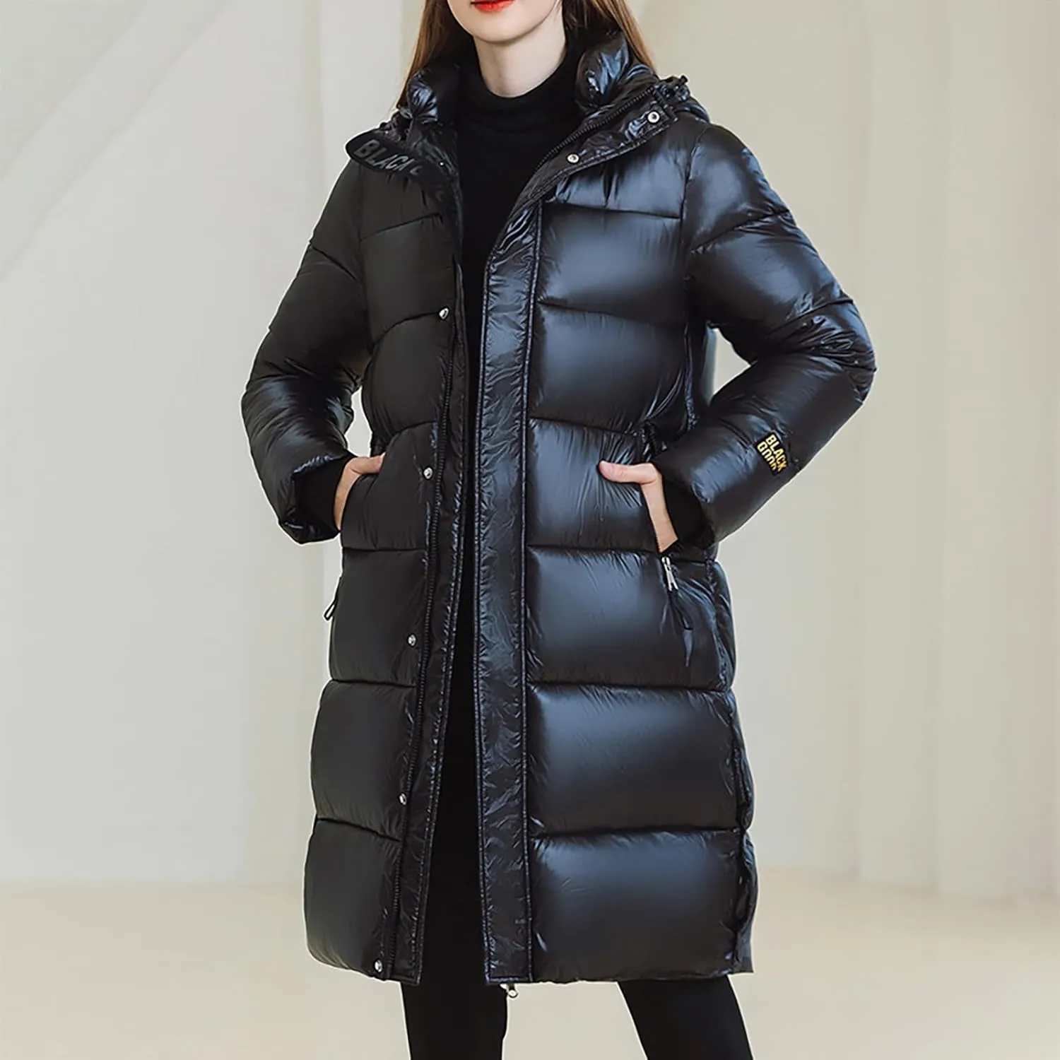 Puffer Jacket Womens Warm Winter 2023 Trendy Puffer Jackets Cotton Padded Coats Fashion Solid Hooded Bubble Jackets