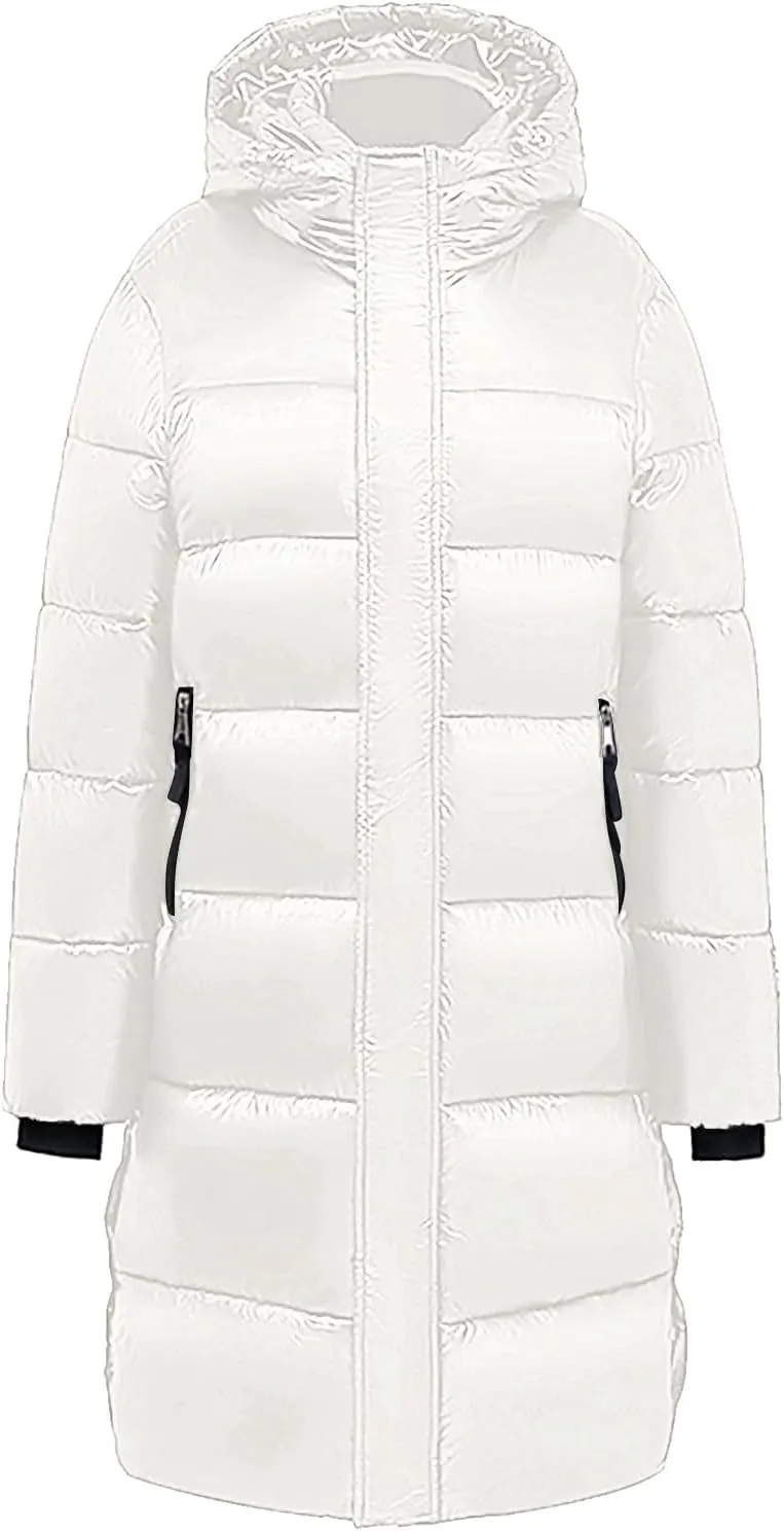 Puffer Jacket Womens Warm Winter 2023 Trendy Puffer Jackets Cotton Padded Coats Fashion Solid Hooded Bubble Jackets