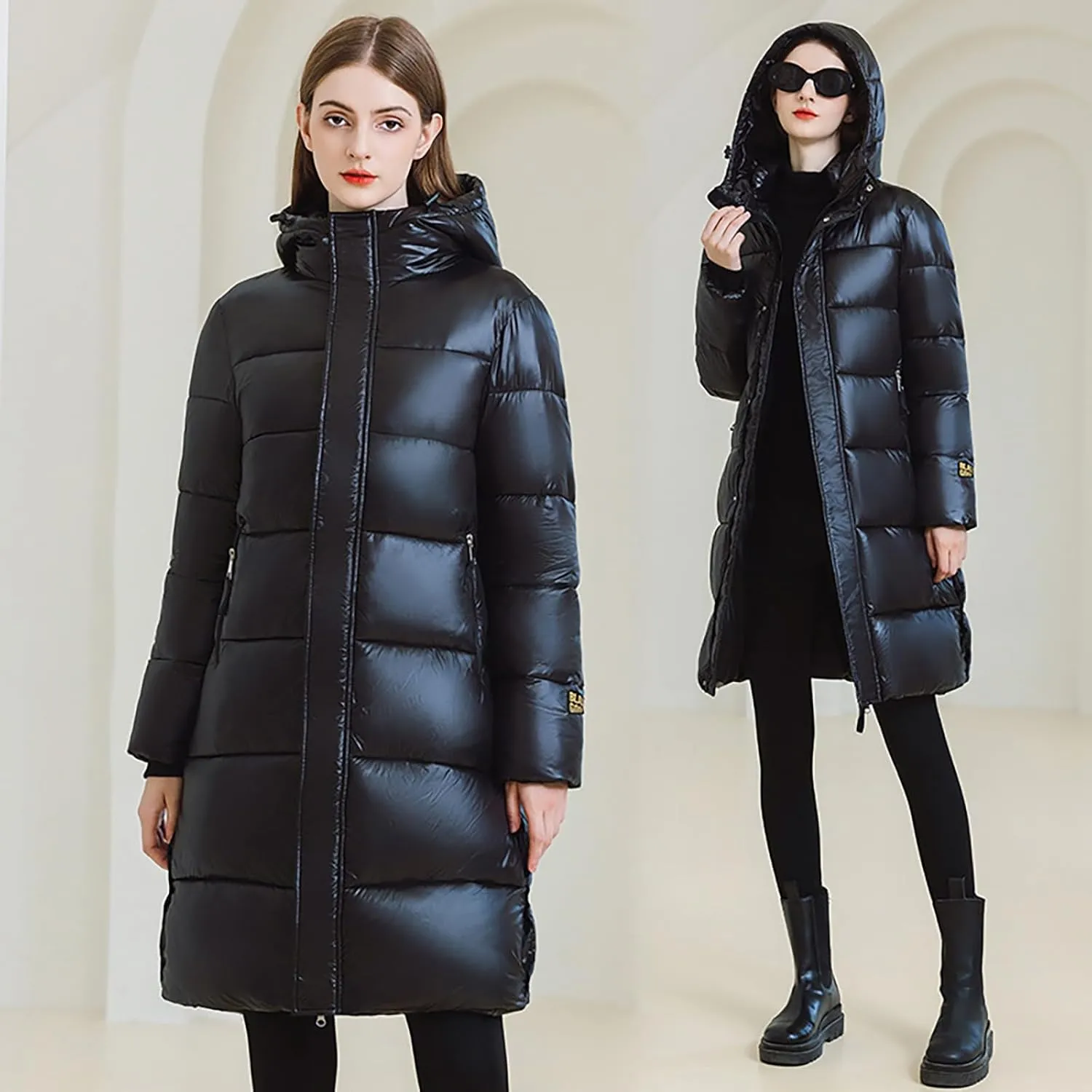 Puffer Jacket Womens Warm Winter 2023 Trendy Puffer Jackets Cotton Padded Coats Fashion Solid Hooded Bubble Jackets