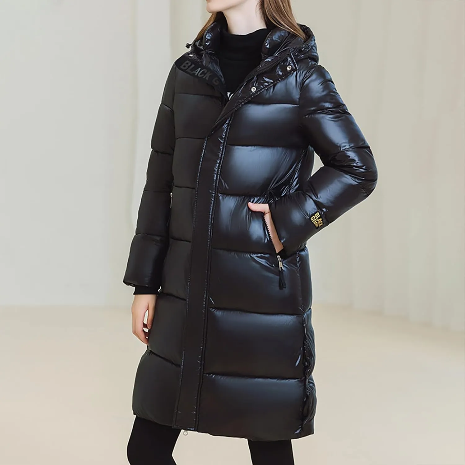 Puffer Jacket Womens Warm Winter 2023 Trendy Puffer Jackets Cotton Padded Coats Fashion Solid Hooded Bubble Jackets