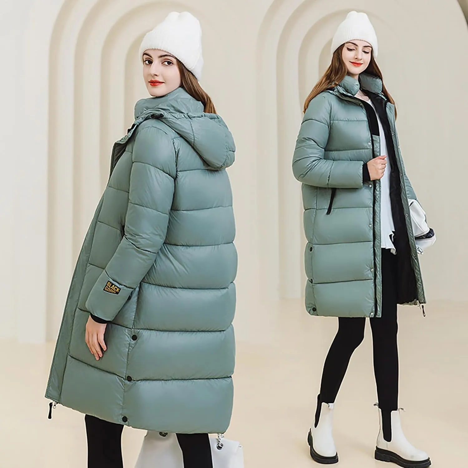 Puffer Jacket Womens Warm Winter 2023 Trendy Puffer Jackets Cotton Padded Coats Fashion Solid Hooded Bubble Jackets