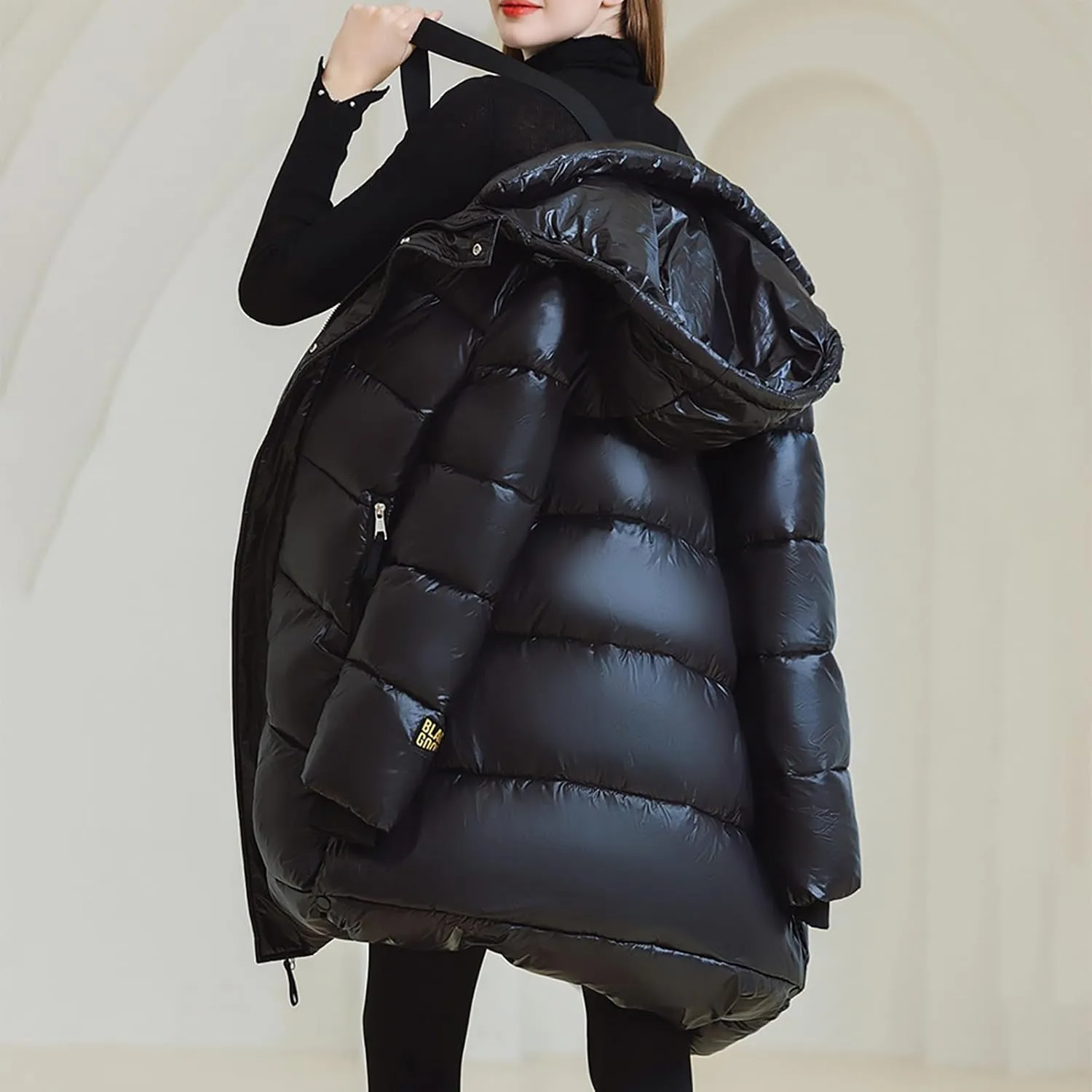 Puffer Jacket Womens Warm Winter 2023 Trendy Puffer Jackets Cotton Padded Coats Fashion Solid Hooded Bubble Jackets