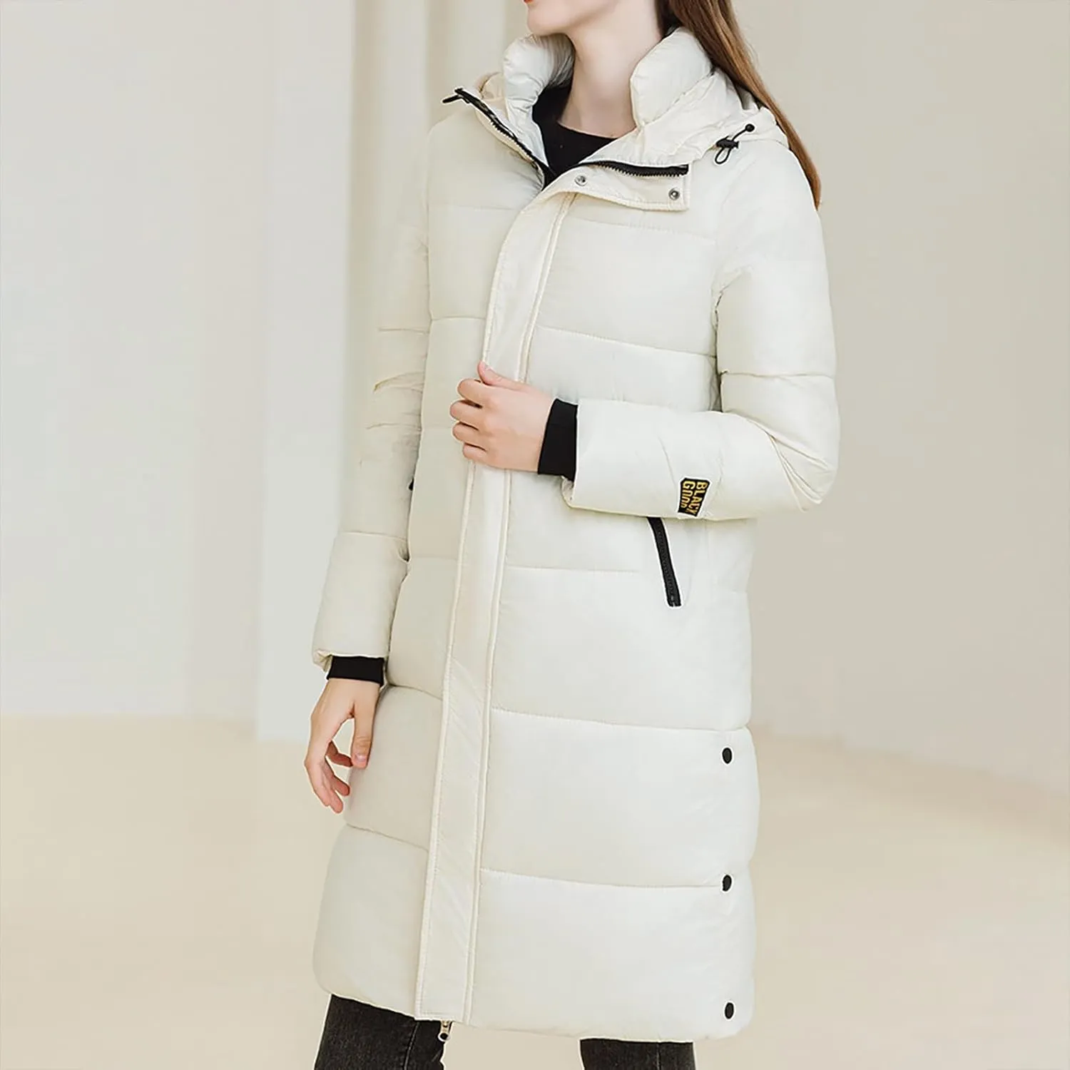 Puffer Jacket Womens Warm Winter 2023 Trendy Puffer Jackets Cotton Padded Coats Fashion Solid Hooded Bubble Jackets