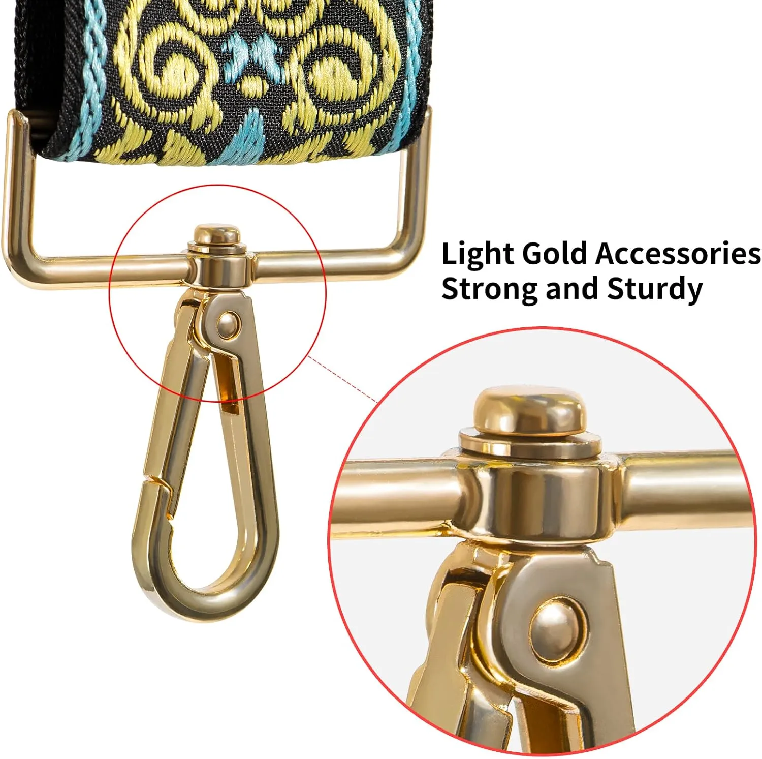 Purse Strap Crossbody, 2" Bag Straps Replacement for Purses, Embroidered Wide Shoulder Strap for Handbag