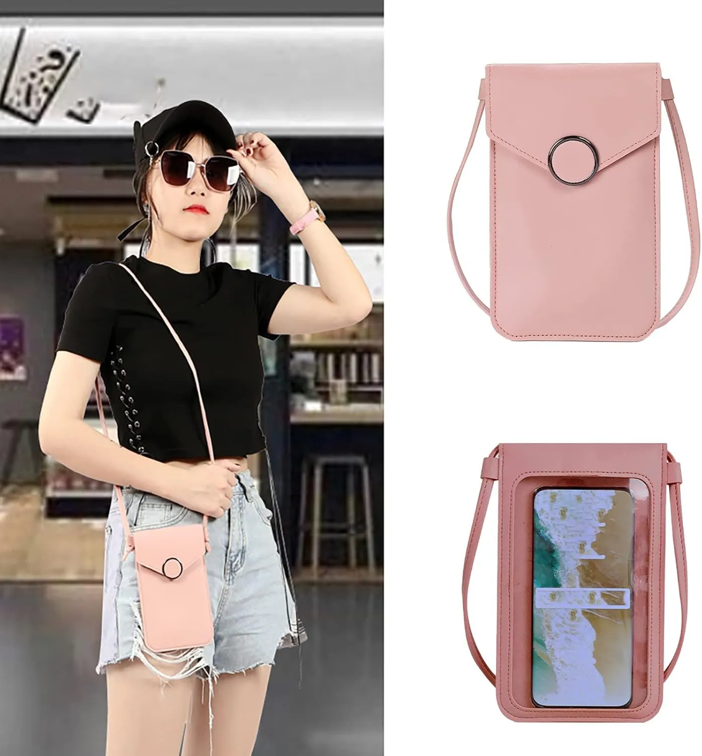 Purses for Women Crossbody Anti Theft Retro Studded Crossbody Bags Small Shoulder Purses Transparent Bag(B)