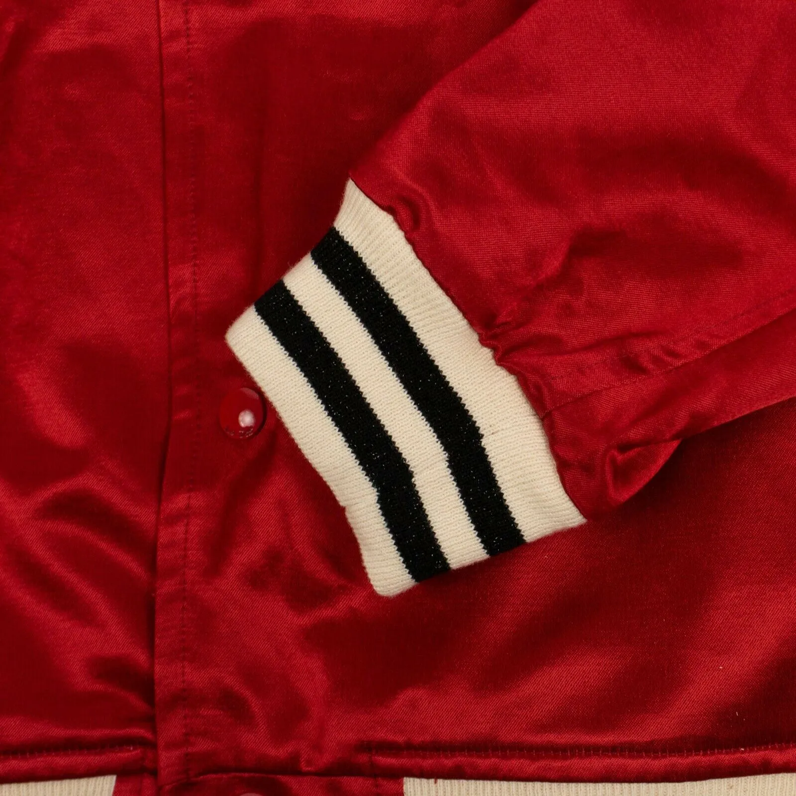 Red Satin Logo Cape Varsity Jacket