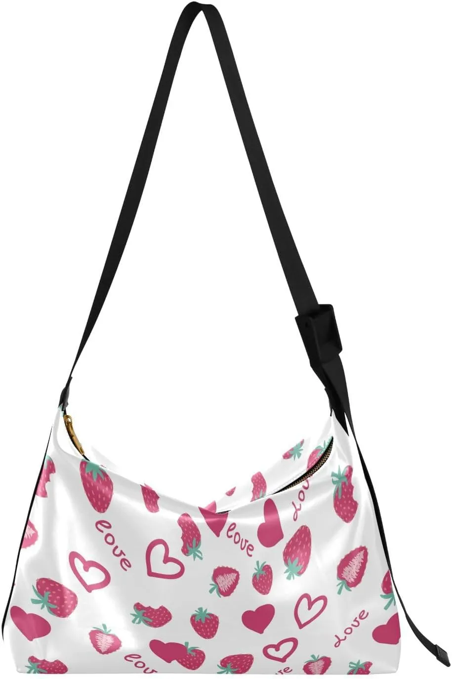 Red Strawberry Hobo Crossbody Bags for Women Leather Large Shoulder Bag Cross Body Trendy Womens Tote Bags Handbag for Travel Shopping