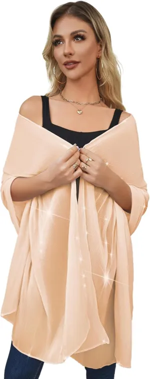 REEMONDE Shawl Wraps for Women Shine Chiffon Shawls Hijab Scarf Sarong Bridal Wedding Wraps Shawls for Evening Dresses
