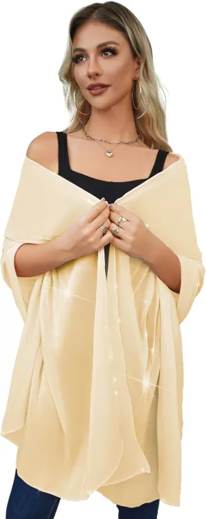 REEMONDE Shawl Wraps for Women Shine Chiffon Shawls Hijab Scarf Sarong Bridal Wedding Wraps Shawls for Evening Dresses