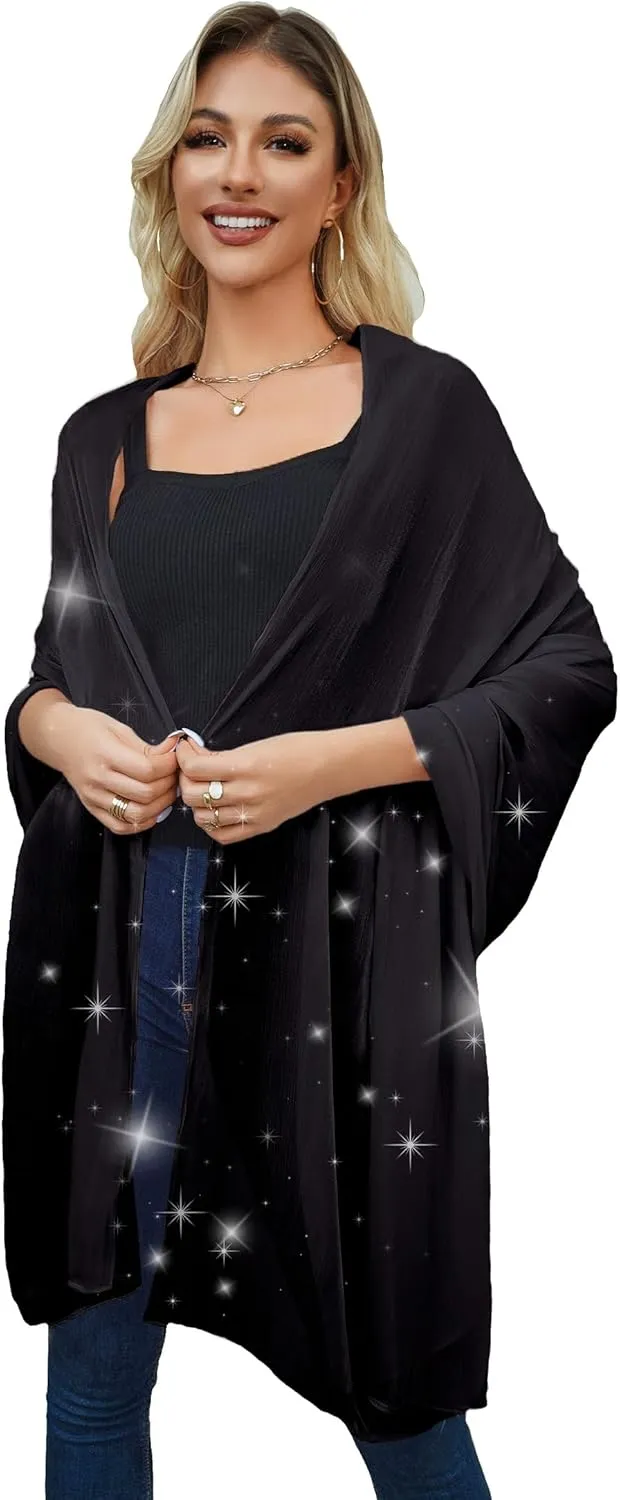 REEMONDE Shawl Wraps for Women Shine Chiffon Shawls Hijab Scarf Sarong Bridal Wedding Wraps Shawls for Evening Dresses