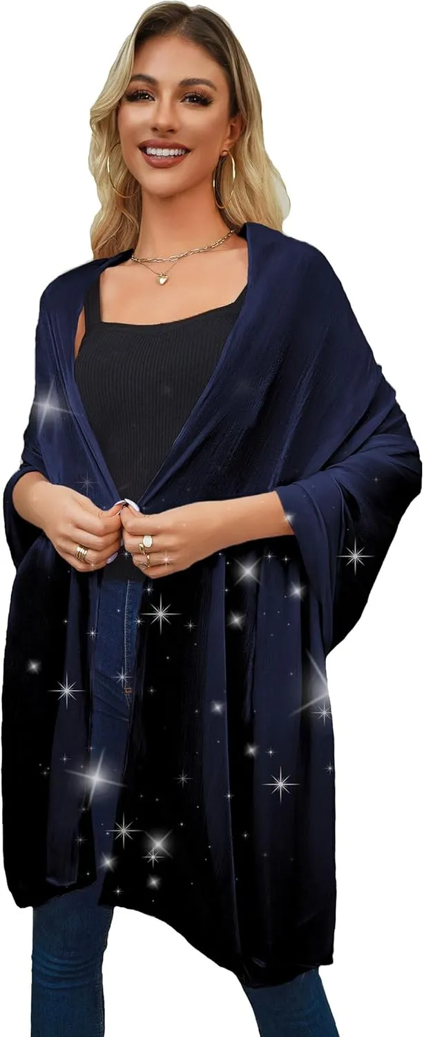 REEMONDE Shawl Wraps for Women Shine Chiffon Shawls Hijab Scarf Sarong Bridal Wedding Wraps Shawls for Evening Dresses
