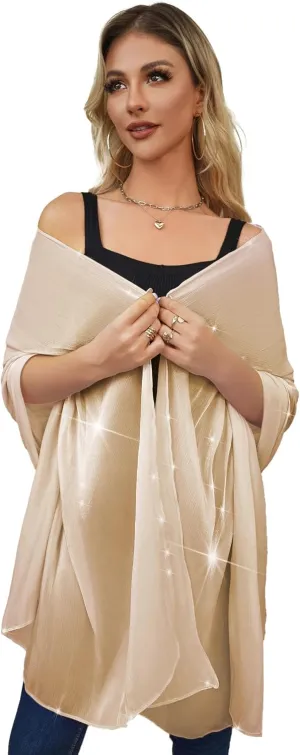 REEMONDE Shawl Wraps for Women Shine Chiffon Shawls Hijab Scarf Sarong Bridal Wedding Wraps Shawls for Evening Dresses
