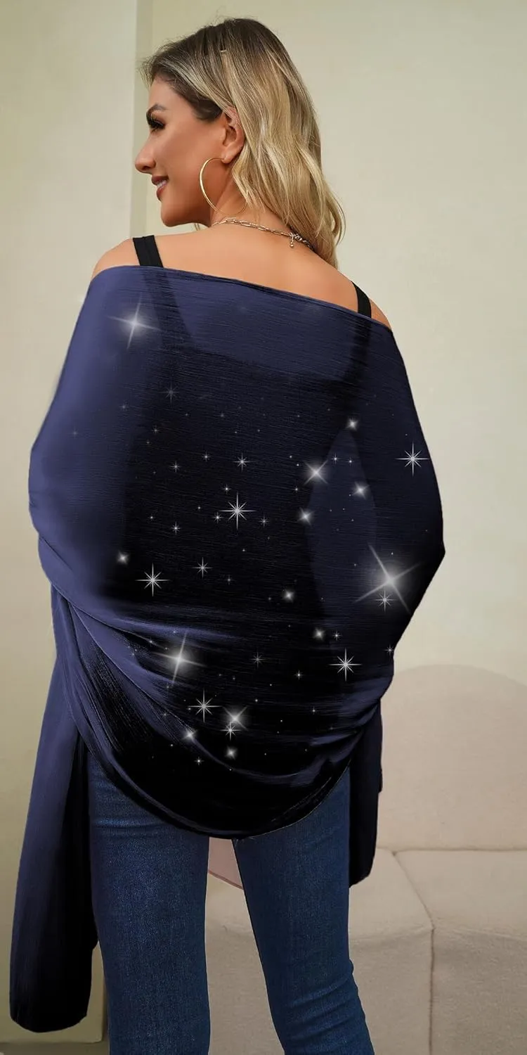 REEMONDE Shawl Wraps for Women Shine Chiffon Shawls Hijab Scarf Sarong Bridal Wedding Wraps Shawls for Evening Dresses