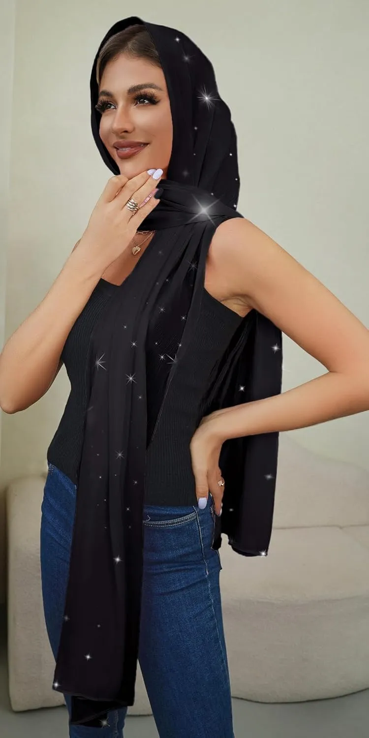 REEMONDE Shawl Wraps for Women Shine Chiffon Shawls Hijab Scarf Sarong Bridal Wedding Wraps Shawls for Evening Dresses