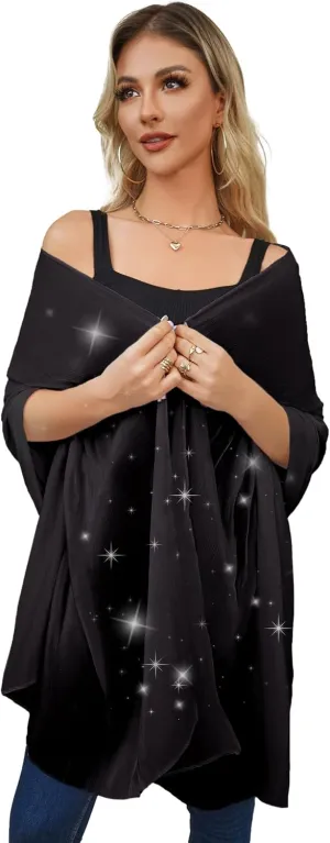 REEMONDE Shawl Wraps for Women Shine Chiffon Shawls Hijab Scarf Sarong Bridal Wedding Wraps Shawls for Evening Dresses
