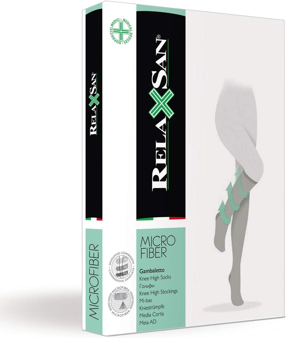 Relaxsan Knee High Socks for Women Microfiber Made in Italy - Compression Socks for Women 10-15mmHg - Support Hose - 750M