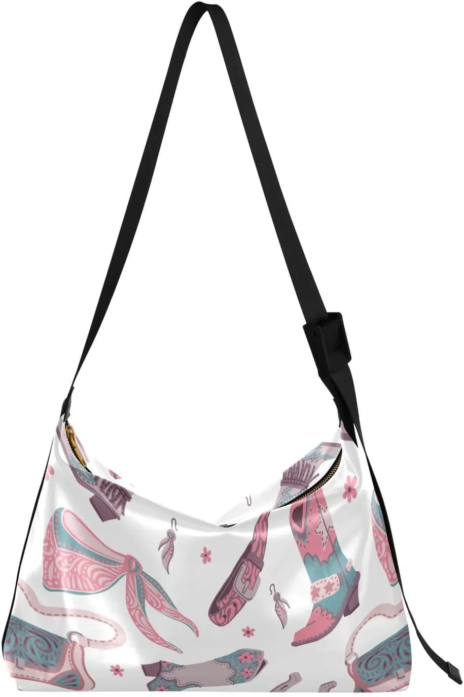 Retro West Cowgirl Accessories Hobo Crossbody Bags for Women Leather Large Shoulder Bag Cross Body Trendy Womens Tote Bags Handbag for Travel Shopping