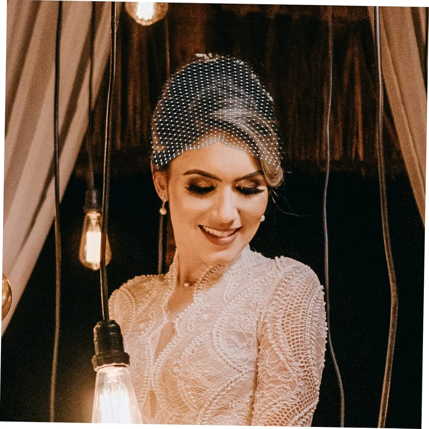 Rhinestone Mesh Headband Hair Accessory Rave Hairnets Vintage Head Jewelry for Special Events