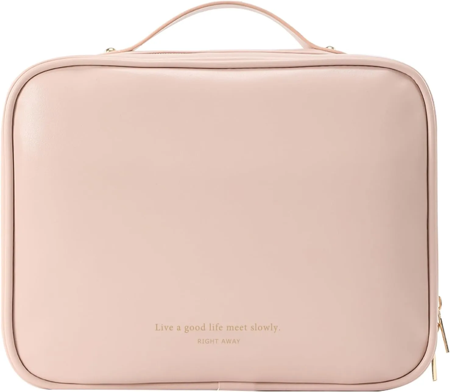 RIGHT AWAY Travel Toiletry Bag for Women,Makeup Bag& Cases, Waterproof Makeup Organizer Cosmetic Bag with Compartments,Portable Make Up Bag for Travel Size Toiletries,Skincare,Brushes Set,Pink