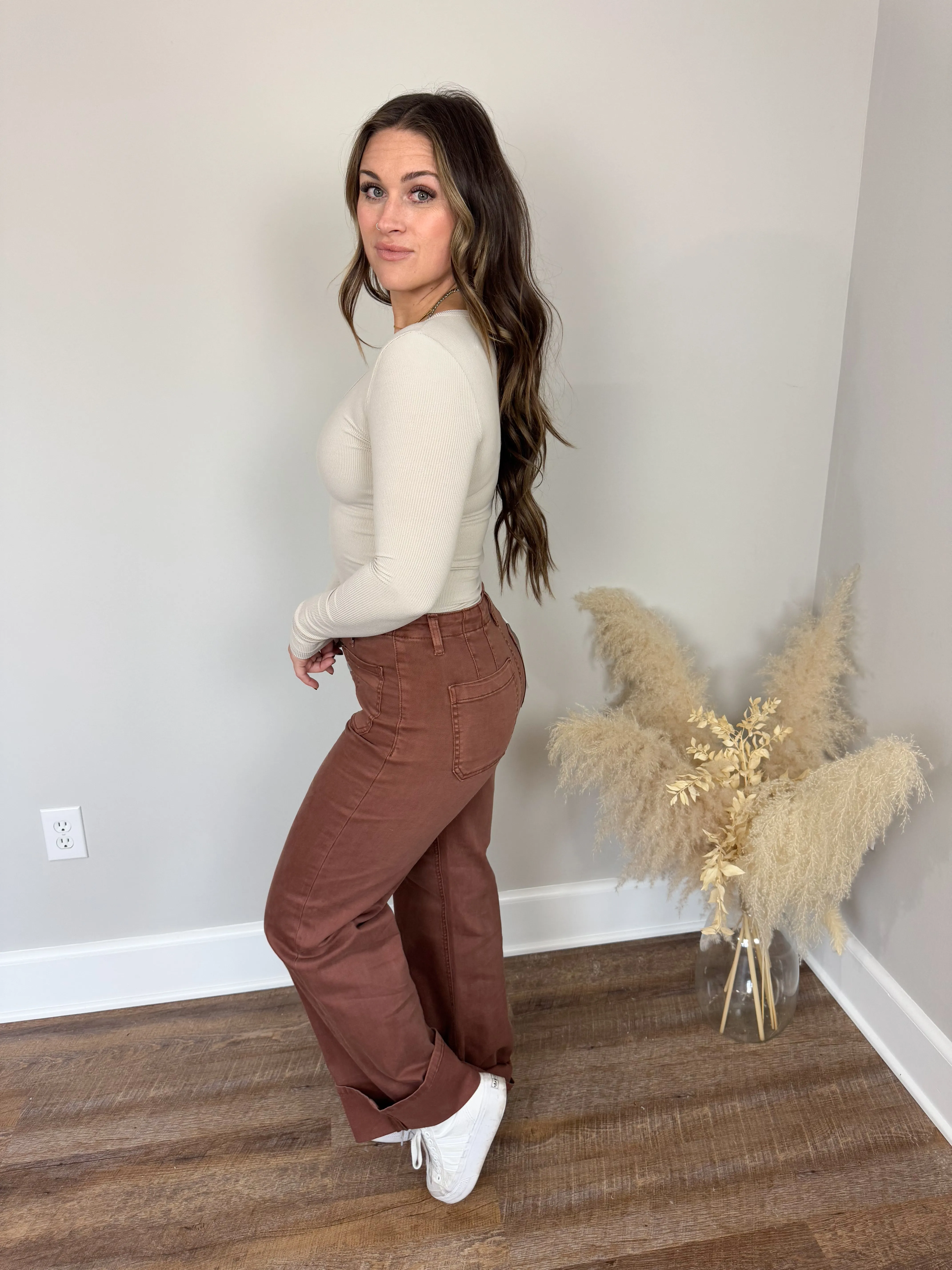 Risen Wide Leg Jeans | Espresso