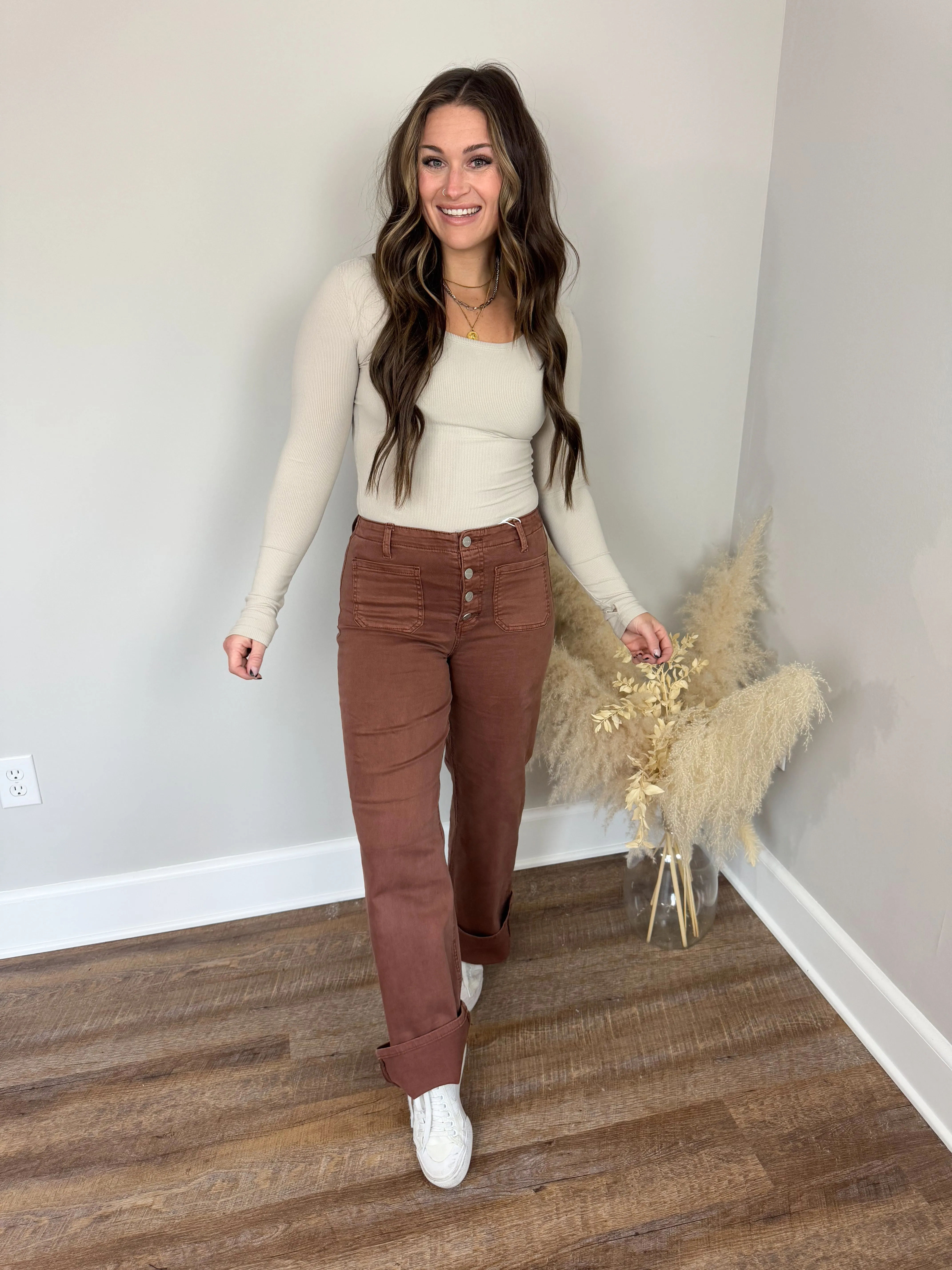 Risen Wide Leg Jeans | Espresso