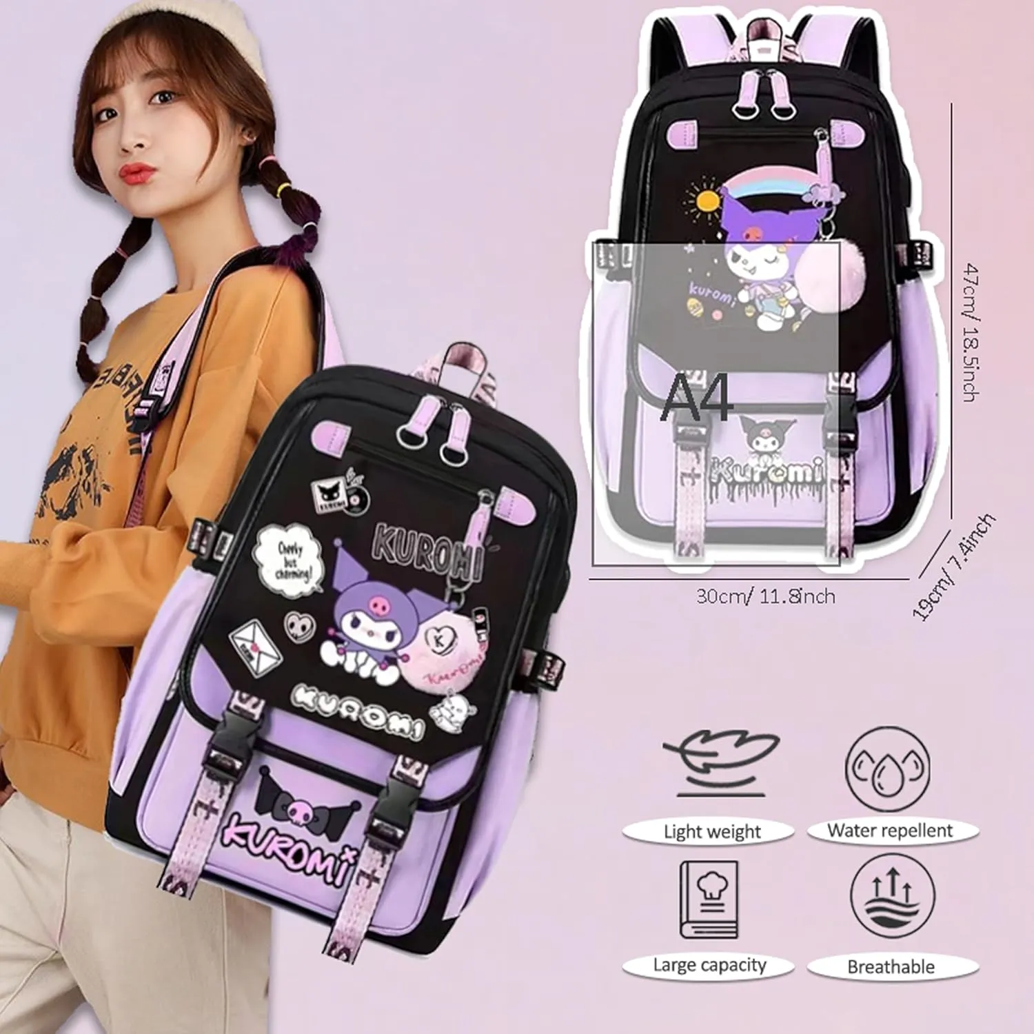Roffatide Anime Backpack Business Laptop Backpacks Travel Hiking Daypacks Rucksack 17 Inch
