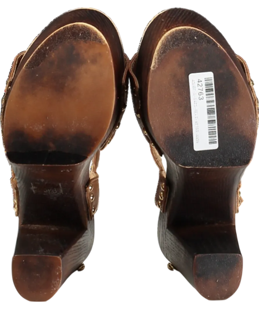 Russell & Bromley Brown Chunky Platform Leather Heeled Sandals UK 3 EU 36 