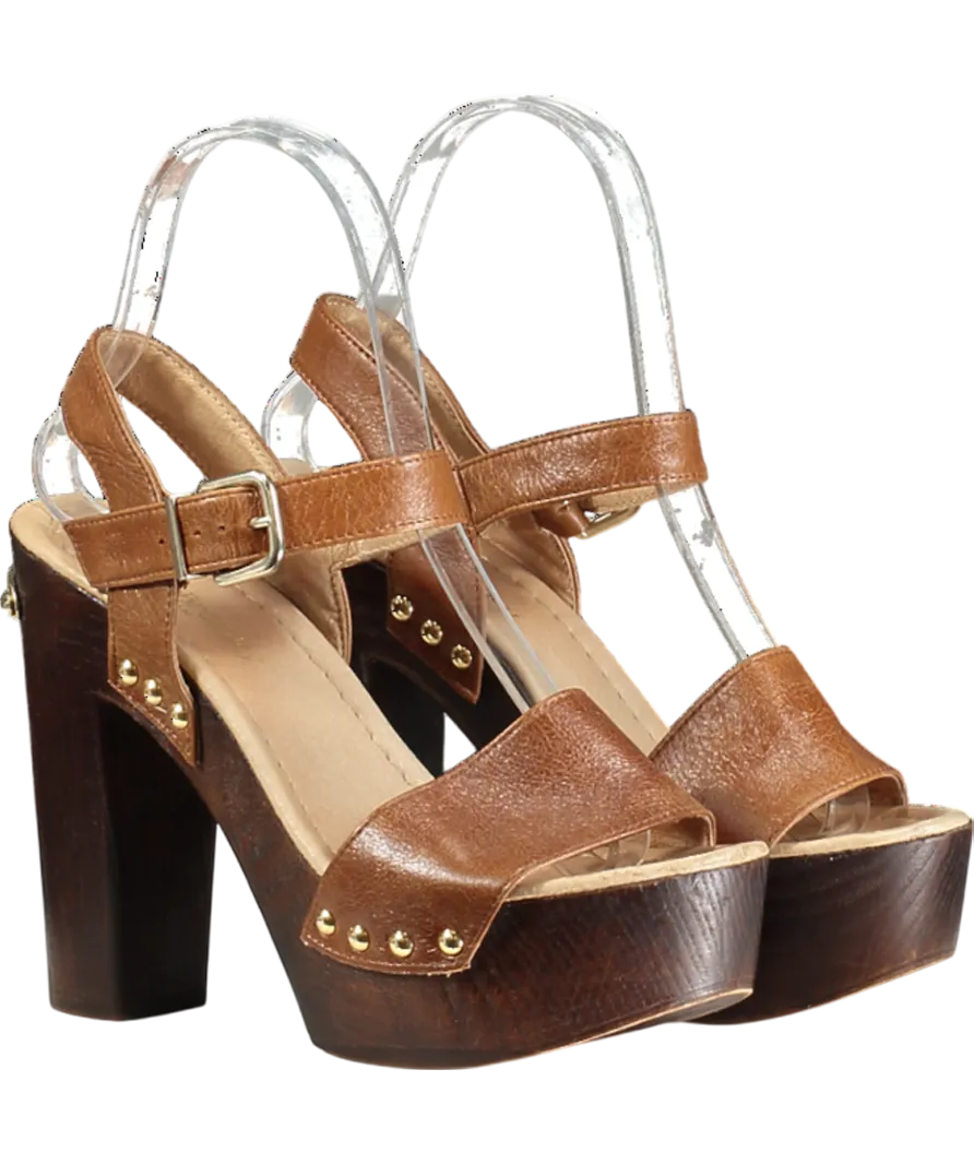 Russell & Bromley Brown Chunky Platform Leather Heeled Sandals UK 3 EU 36 