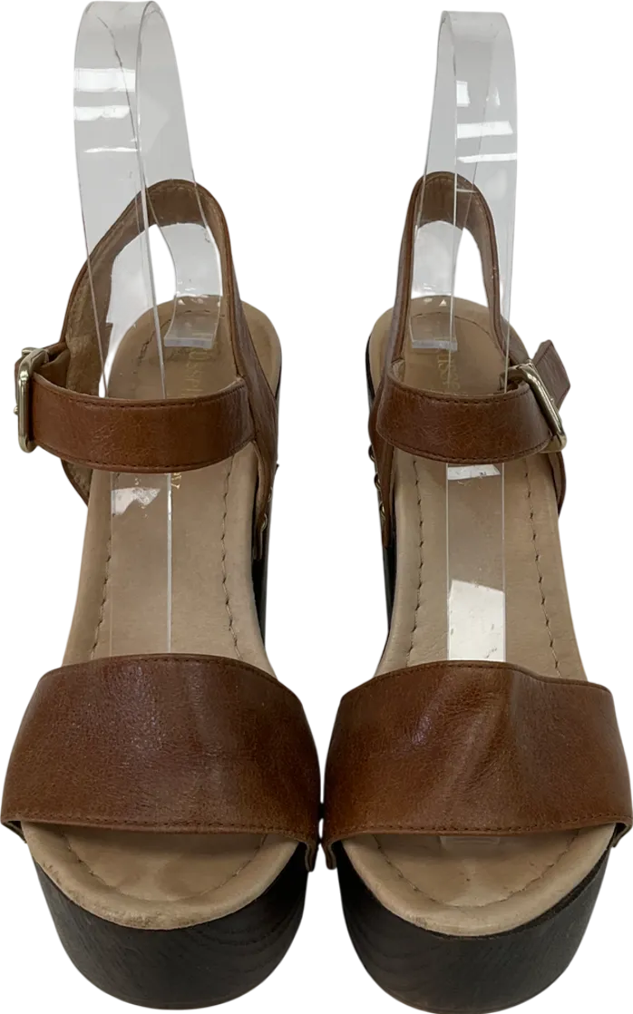 Russell & Bromley Brown Chunky Platform Leather Heeled Sandals UK 3 EU 36 