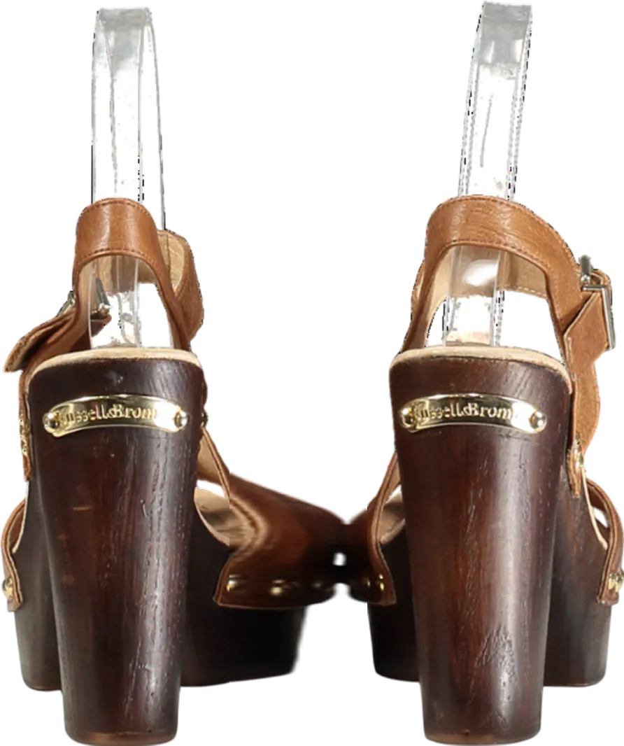 Russell & Bromley Brown Chunky Platform Leather Heeled Sandals UK 3 EU 36 