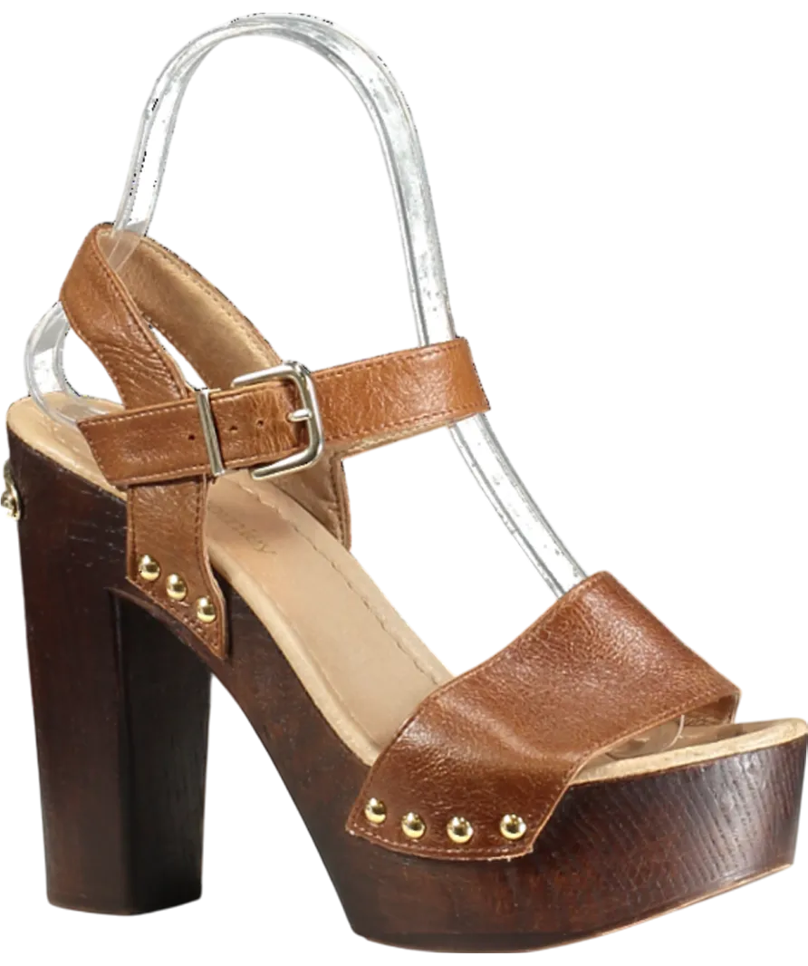 Russell & Bromley Brown Chunky Platform Leather Heeled Sandals UK 3 EU 36 