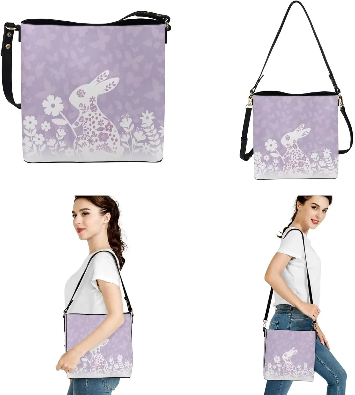 Saddle Bags Set 2 Piece Shoulder Bag Crossbody Bags for Women Large Capacity with Zipper Purses for Women