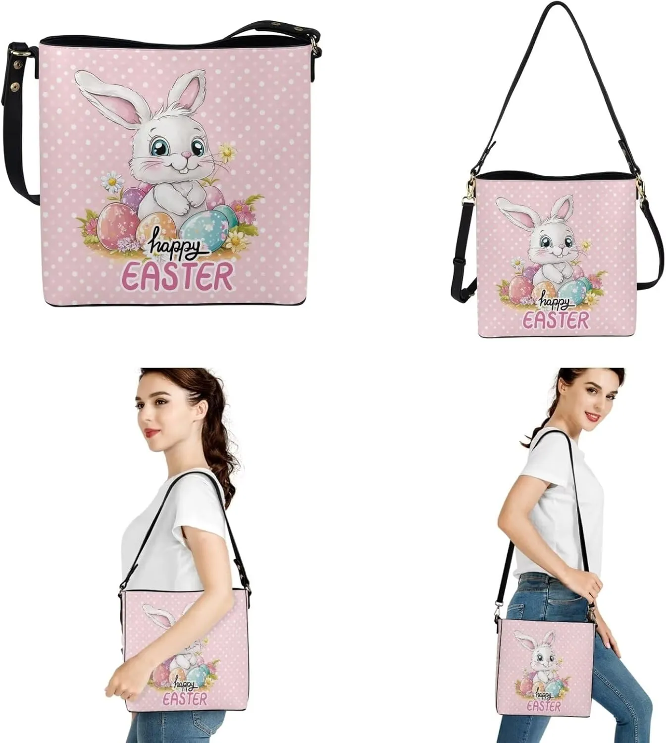 Saddle Bags Set 2 Piece Shoulder Bag Crossbody Bags for Women Large Capacity with Zipper Purses for Women