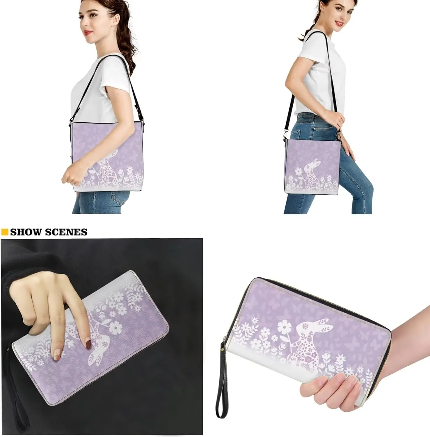 Saddle Bags Set 2 Piece Shoulder Bag Crossbody Bags for Women Large Capacity with Zipper Purses for Women