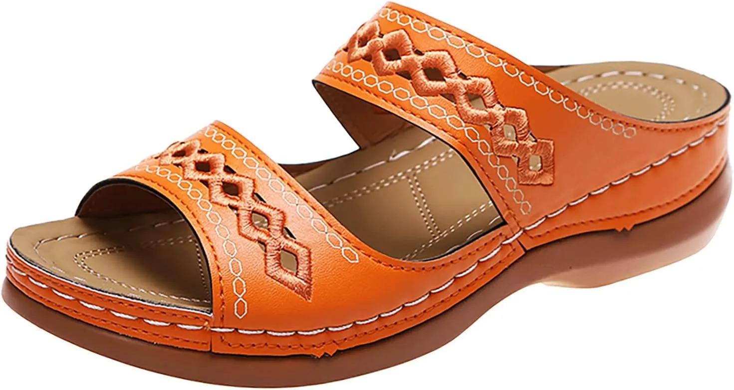 Sandals For Women Dressy Womens Sandals Comfortable Flower Orthopedic Flip Flops Arch Support Slip On Shoes