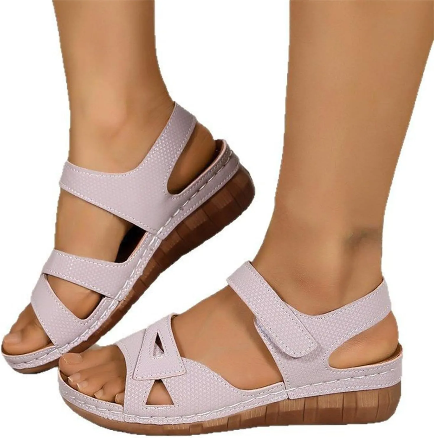 Sandals for Women Orthopedic Shoes Comfortable Dressy Wedge Sandal Walking Casual Platform with Adjustable Hook Loop Anti-Slip Open Toe Slippers Arch Support Orthotic Flatform Wedges Sandals