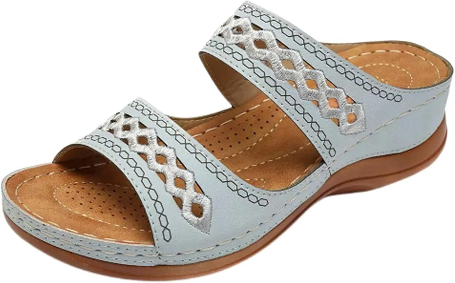Sandals Women Dressy Summer Flat Flip Flops Comfortable Walking Orthopedic Slippers Arch Support Orthotic Slides Slide Platform Wedge Shoes Sandals Slip On Opentoe Casual Non-Slip Sandles