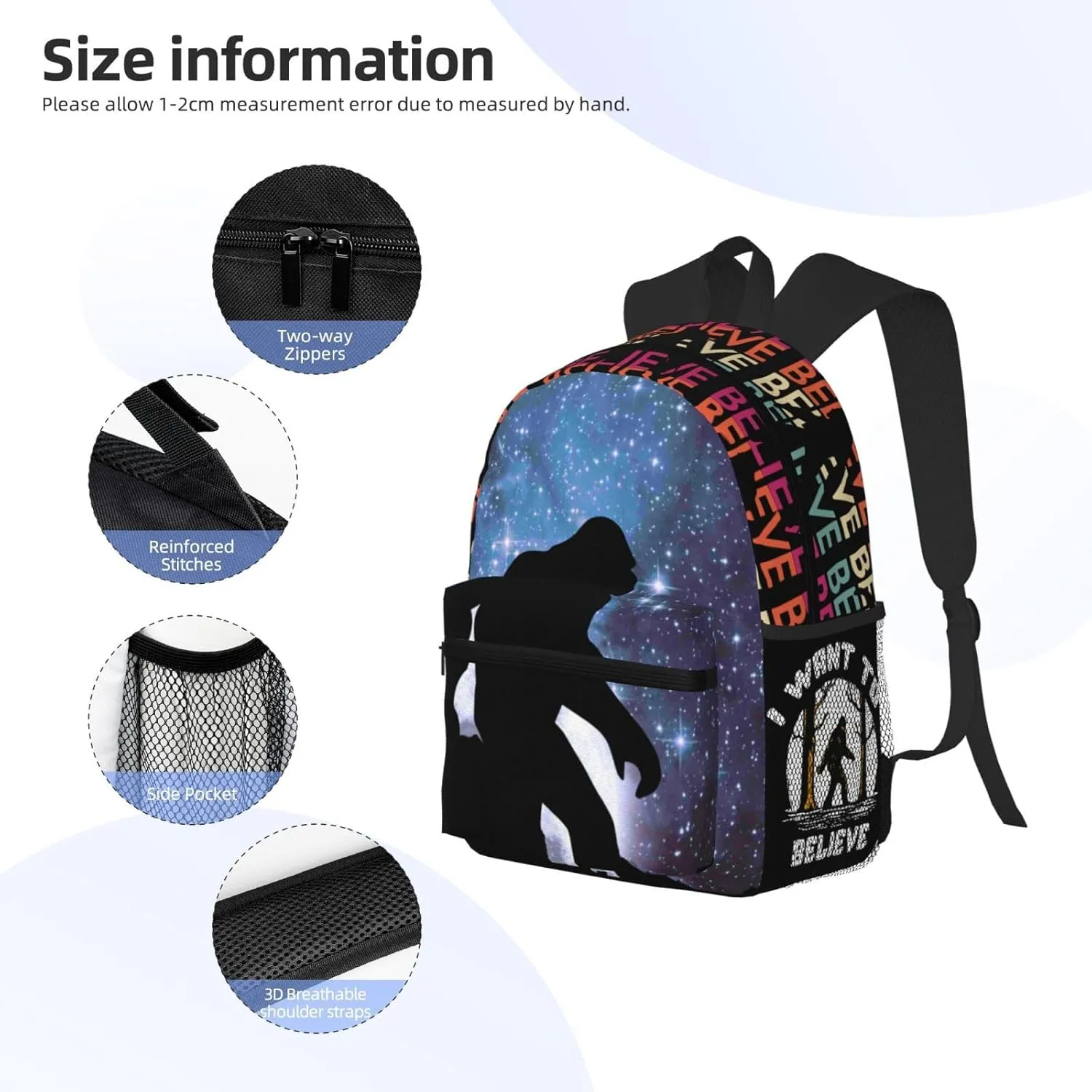 Sasquatch Bigfoot Casual Backpack Travel Backpack Laptop Backpacks Daily Backpack For Women Men