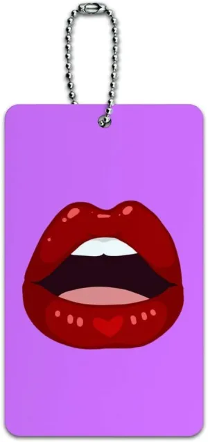 Seductive Luscious Open Mouth Lips Luggage Card Suitcase Carry-On ID Tag