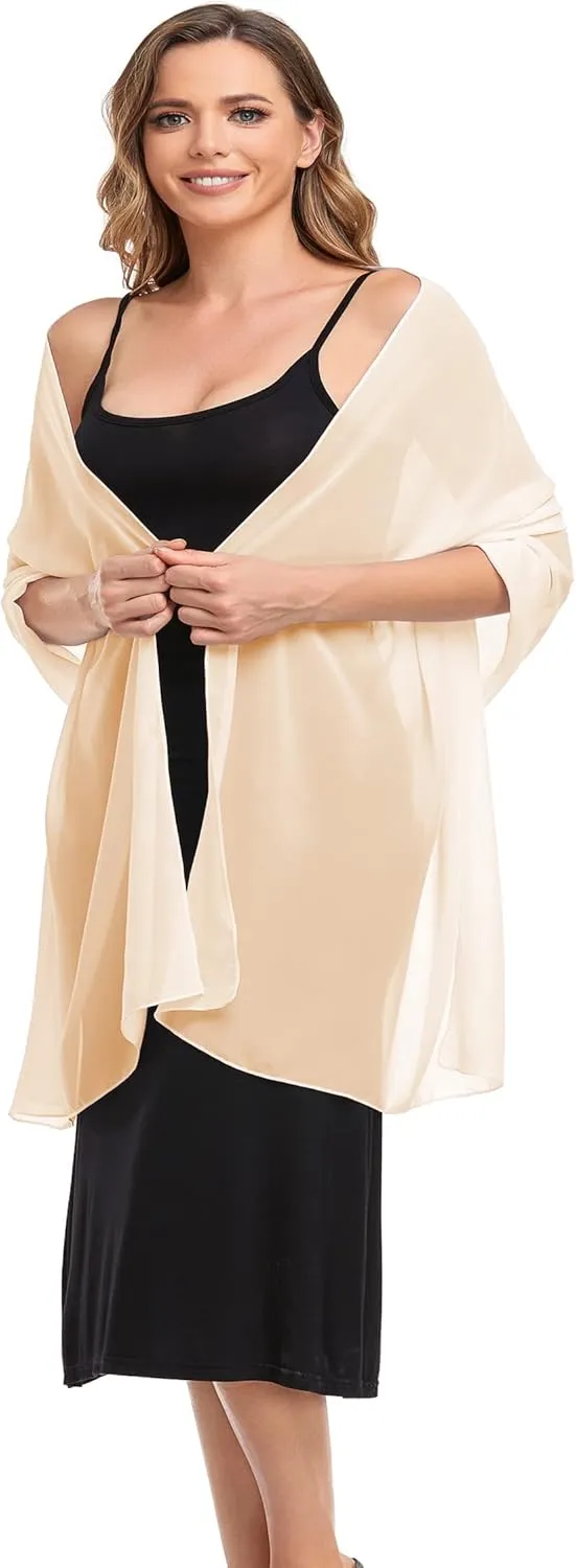 Shawls and Wraps for Evening Dresses Sheer Chiffon Women Elegant Soft Silky Wraps Wedding Bridal Scarf