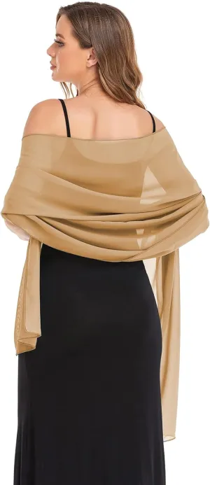 Shawls and Wraps for Evening Dresses Sheer Chiffon Women Elegant Soft Silky Wraps Wedding Bridal Scarf