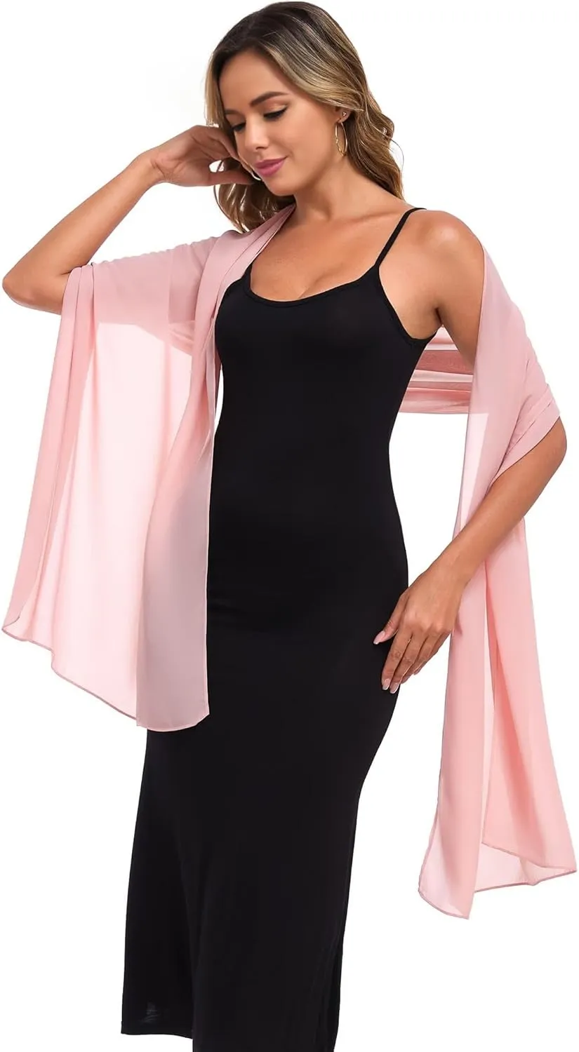 Shawls and Wraps for Evening Dresses Sheer Chiffon Women Elegant Soft Silky Wraps Wedding Bridal Scarf