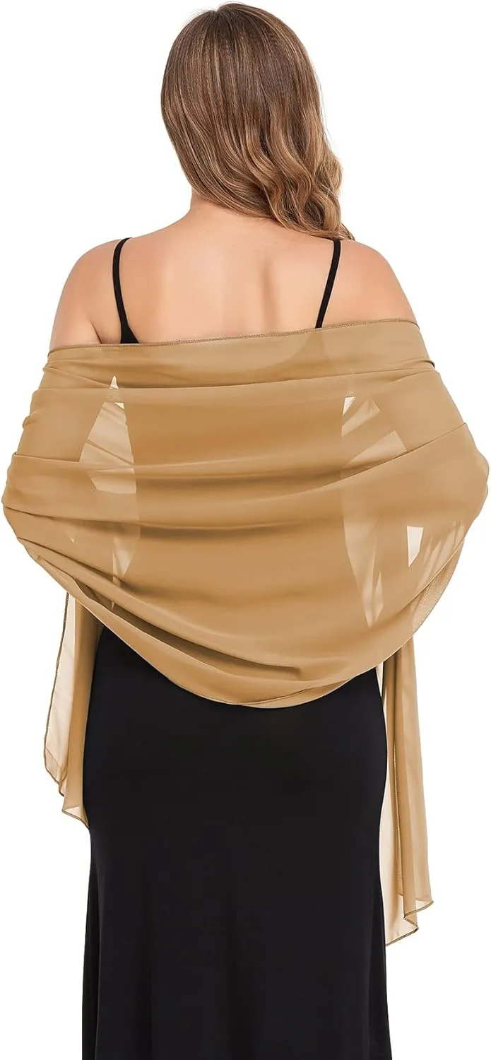 Shawls and Wraps for Evening Dresses Sheer Chiffon Women Elegant Soft Silky Wraps Wedding Bridal Scarf