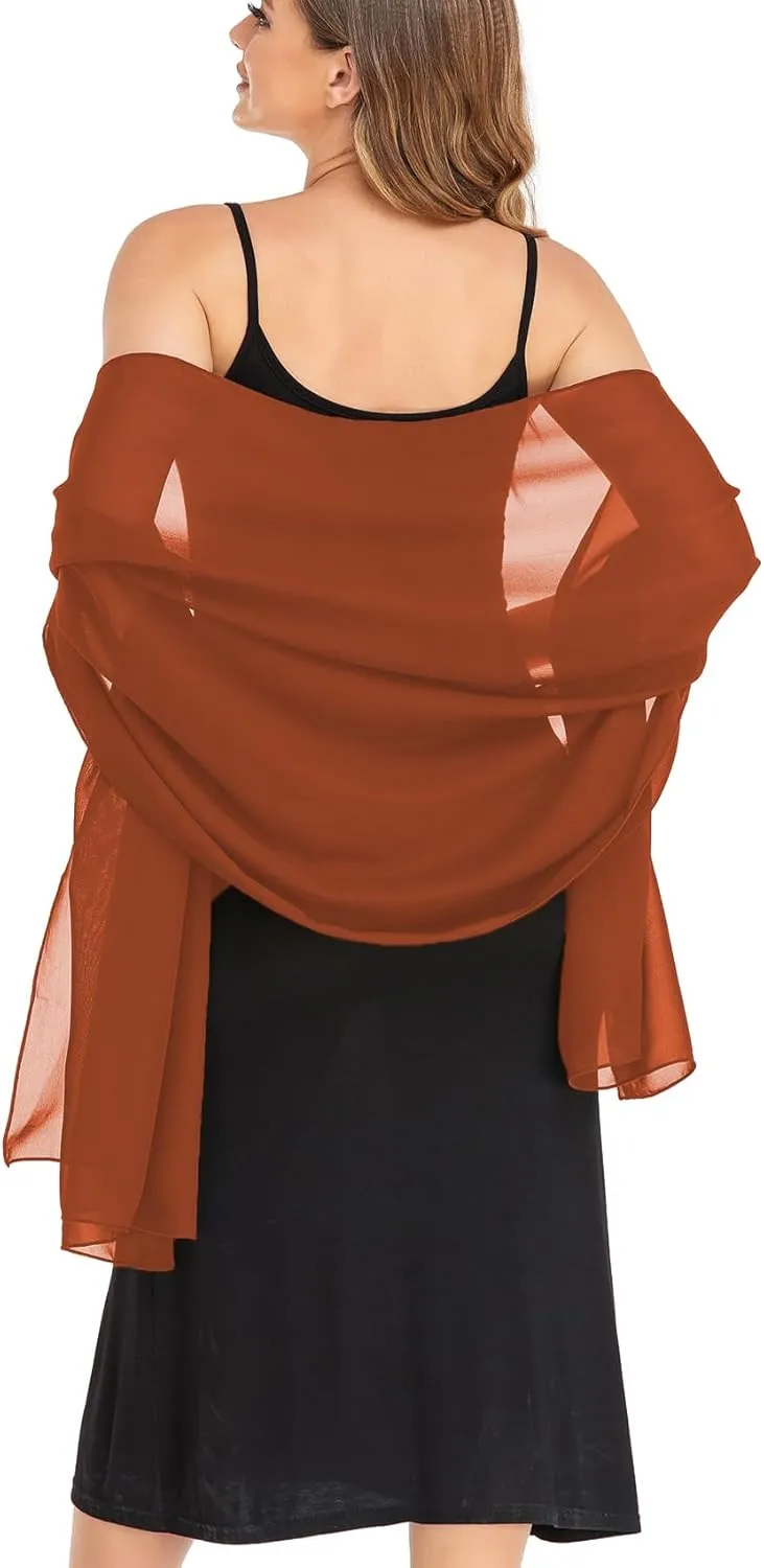 Shawls and Wraps for Evening Dresses Sheer Chiffon Women Elegant Soft Silky Wraps Wedding Bridal Scarf